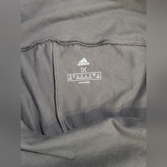 Adidas Ultra Black Highrise Full Length Tight Leg Spellout Logo Size 1X Leggings - Picture 11 of 13